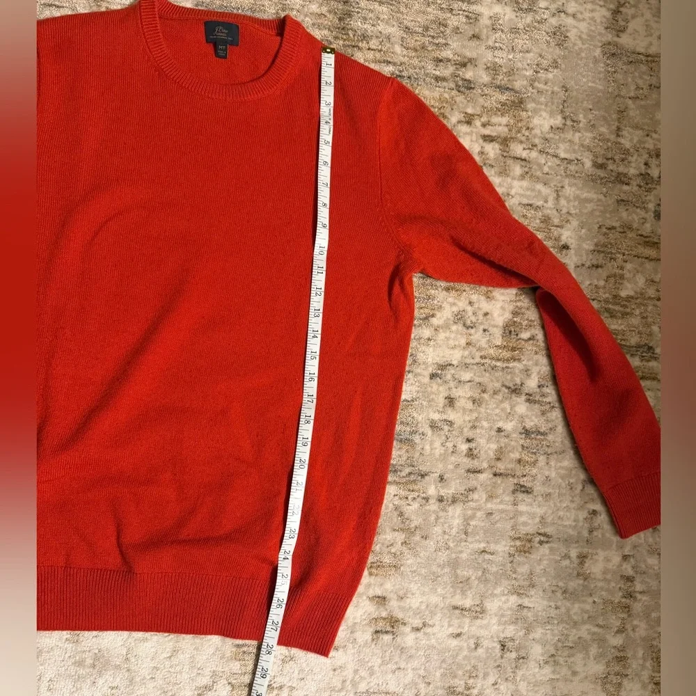 J. Crew 100% Cashmere Vibrant Red Crewneck Sweater Size MT
